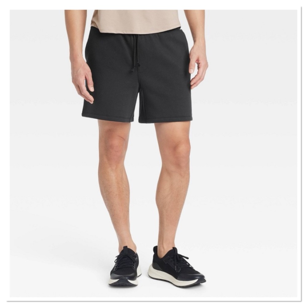 All In Motion Men's Black Athletic Fleece Jogger Shorts